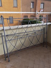LETTO FERRO BATTUTO COLOR PIOMBO COMPRESA RETE IN DOGHE IN LEGNO