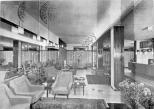 Cartolina Montecatini Terme Hotel Minerva Hall arredamento modernariato 1962