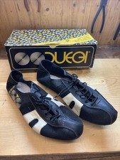 VINTAGE DUEGI ROAD TRACK CYCLING SHOES CLEATS - SIZE 43 1/2 - BLACK & WHITE