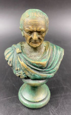STATUA STATUETTA MEZZO BUSTO SOPRAMMOBILE IMPERATORE ROMANO BRONZO VERDE