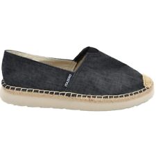 Espadrillas uomo scarpe da barca in tela nero e corda con fondo interno memory  