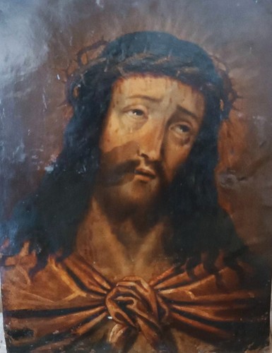 Antico dipinto rame cristo - dipinto, ,cristo