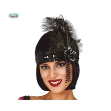 Fascia nera e finte piume di