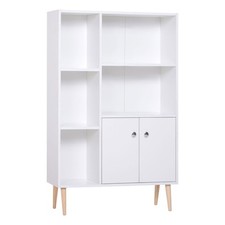homcom Libreria Scaffale 2 Porte Pannelli di Particelle 80x23.5x123cm Bianco