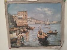 Quadro paesaggio Marino Pescatori Dipinto A Mano Olio Su Tela 50x60 cm