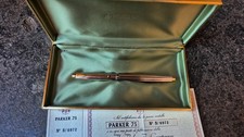 Parker 75 "Place Vendom" milleraies stilo fountain pen gold F nib point FRANCE