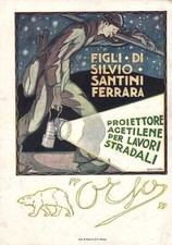 PUBBLICITA' 1919 AQUILAS SANTINI FERRARA ORSO LAMPADE ACETILENE FANALI R.VENTURA