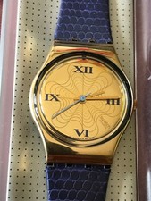 Orologio da polso SWATCH Lady BOUTIQUE (LX108)-NUOVO/NOS-1991-oro/viola/classico/pelle