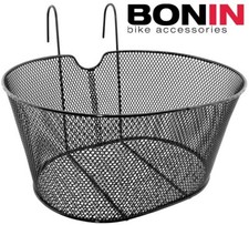 CESTINO ANTERIORE A RETE OVALE NERO PER BICI BICICLETTA CESTO CON GANCI
