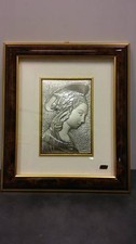 Quadro bassorilievo Madonna Lippina GUERRINI in radica e argento