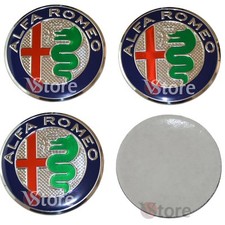 4 Tappi Coprimozzo per Alfa Romeo 147 156 GT Giulia 2016 Mito 50mm adesivi Green