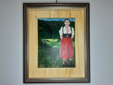 Quadro su tavola con cornice 40x50 Titolo RAGAZZA TIROLESE 