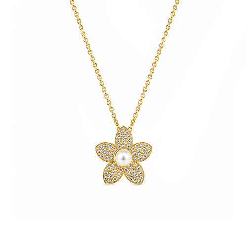 Collana fiore con - con, perla