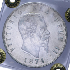 5 LIRE 1874 MILANO VITT