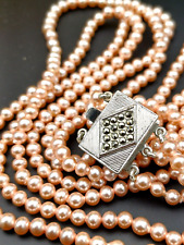 COLLANA TRE FILI , PERLINE E CHIUSURA GLITTER