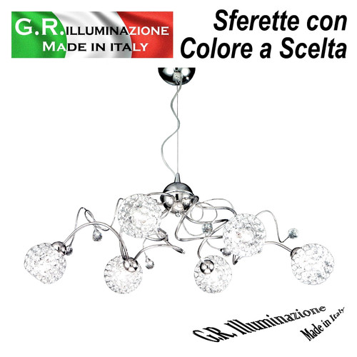 Lampadario moderno cromato - cromato, 6