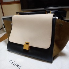 Borsa a tracolla CELINE pelle trapezio nero marrone USATA ottima tote bag