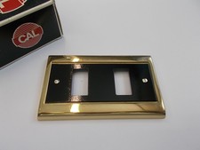 CAL DEP  BTICINO MAGIC PLACCA - 2POSTI - OTTONE LUCIDO MOSTRINA NERO LUCIDO