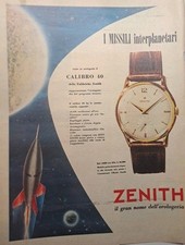 Orologi ZENITH Calibro 40 - Rara Pubblicità ORIGINALE D'epoca 1957