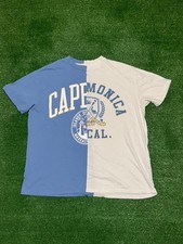 T-shirt Abercrombie & Fitch bicolore Cape Monica California taglia large RARA