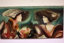 Dipinto quadro tecnica mista Franco Brescianini '90 firmato 50 x 100 painting