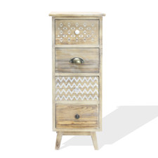 Rebecca Mobili Cassettiera Stretta Comodino 4 Cassetti in Legno Boho Shabby per 