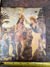 Gorgeous Rare vintage handmade religious icon mounted on 18c reclaimed oak panel