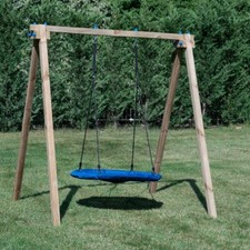 Altalena in legno Standard con 1 cesto impermeabile da giardino per bambini