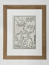 Rare dessin d’après Keith Haring. Encadrement premium.