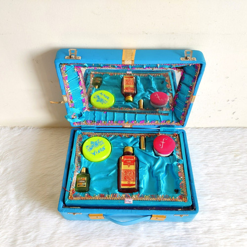 Specchio cosmetico vintage blu - cosmetico,