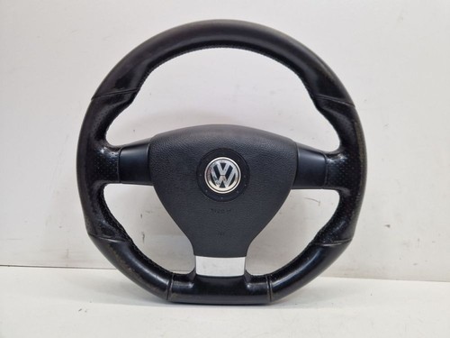 Volante nero pelle - , appiattito