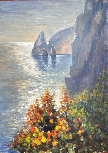 Luminoso tramonto sul - , mare