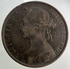 1892 Victoria One Penny Coin |