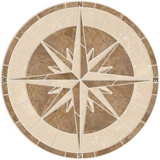 Noce marrone e avorio travertino capitani bussola mosaico piastrelle medaglione bordo noce