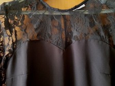 Vestito Donna Elegante Abito Tubino Nero in pizzo Calliope tg. M manica a 3/4