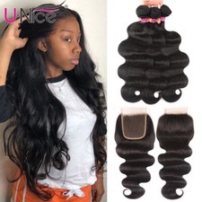 UNICE Malaysian Body Wave 3 fasci extension capelli umani con tessuto chiusura pizzo