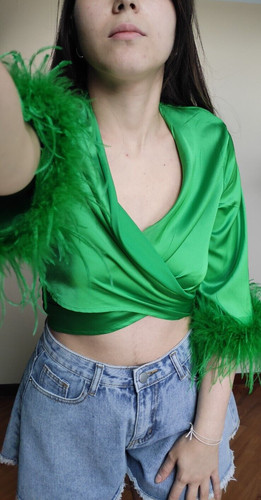 Camicia raso verde taglia - , s