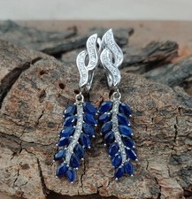 Orecchini a leva in argento sterling 925 con zaffiro naturale regalo...