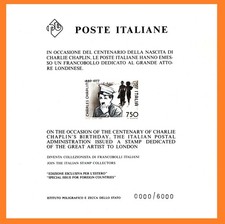 ZFA-24-02c  |  Italia  -  1989  :  Chaplin  -  cartoncino Poligrafico  - **  MNH
