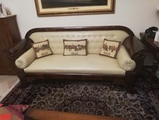 Divano danese Biedermeier con seduta in pelle