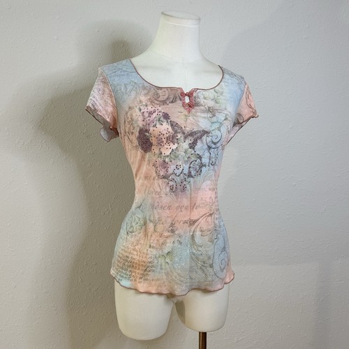 Top farfalla y2k rosa - top,