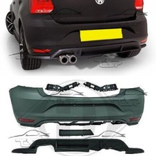 PARAURTI POSTERIORE PER VW POLO 6C 6R 09-17 GTI LOOK SPOILER KIT ESTETICO
