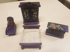 Miniature in legno VINTAGE Casa delle Bambole arredamento 4 PEZZI