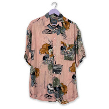 Camicia Vintage multicolore a fantasia floreale astratta - Taglia L/XL uomo