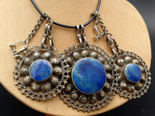 ETNICO - PARURE SET  TRIBALE CON CIONDOLO E ORECCHINI - LAPIS E METALLO INDIANO