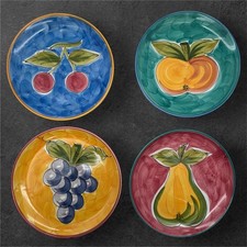 Set 4 piatti RB Alcobaca ceramica portoghese design frutta dipinti a mano