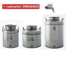 Contenitore Fusto Bidone Bocca Larga per Olio in Acciaio Inox 20 30 50 Litri