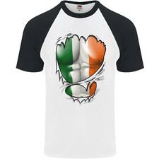 T-shirt da baseball da uomo palestra irlandese bandiera tricolore muscoli Irlanda S/S