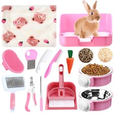 15 Pcs Rabbit Starter Kit Small Rabbit Litter Box Animal Grooming Kit Bunny T...
