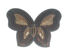 TOPPA PATCH APPLICAZIONE FARFALLA MARRONE PAILLETTES 10 X 8 CM termoadesiva
